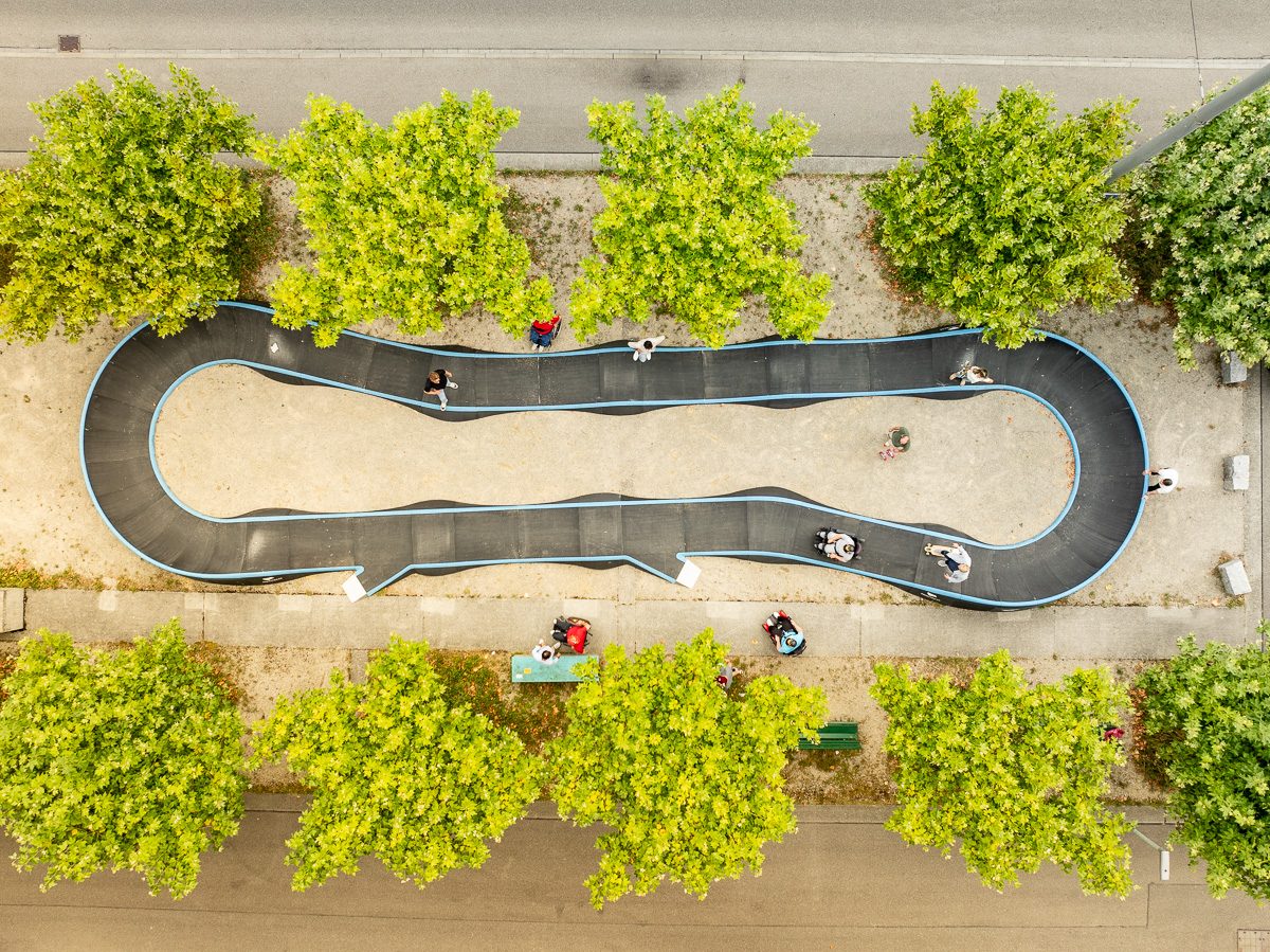Der Pumptrack im Rossfeld-Quartier